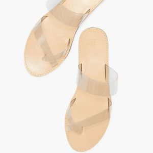 Just Fab Cloey Clear Flat Sandals - Nude Transparent Sandals